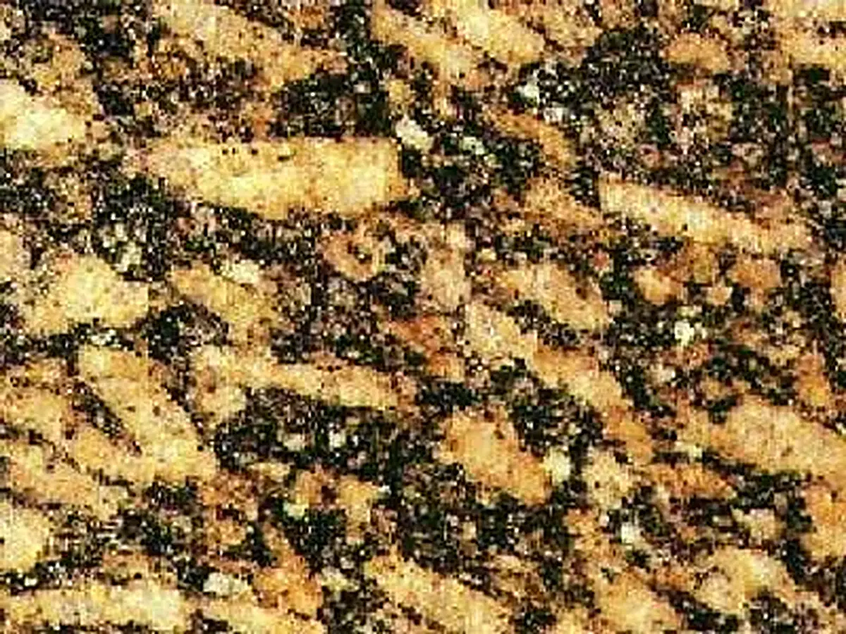 Améndoa Capixaba Granit, polierte Probe – Marmi di Carrara – gold, braun (1)