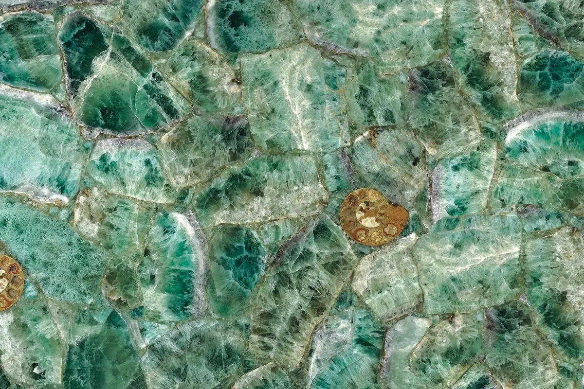 Emerald Fluorite marble slab surface – Marmi di Carrara – green, grey (1)