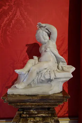 Surface detail: Summer, by Camillo Rusconi, c. 1700, marble, on pedestal by Morel & Seddon, c. 1700, limes