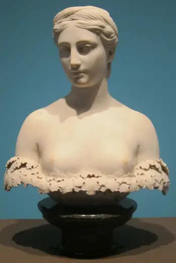 Surface detail: 'Persephone', Carrara marble sculpture by Hiram Powers, 1844
