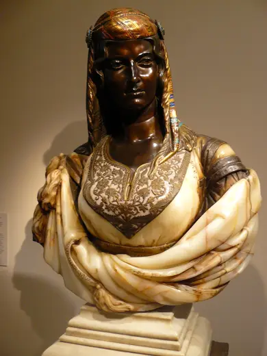 Surface detail: The Jewish Woman of Algiers by Charles Cordier French 1862 Bronze partially gilt with onyx