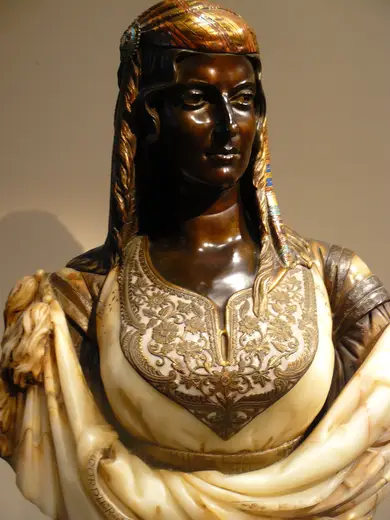 Surface detail: The Jewish Woman of Algiers by Charles Cordier French 1862 Bronze partially gilt with onyx