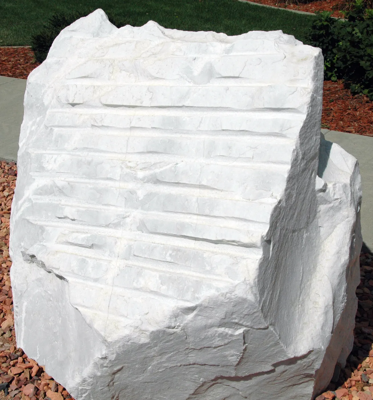 Surface detail: White calcitic marble (Yule Marble, Middle Miocene, 12 Ma; Marble, Gunnison County, Colora