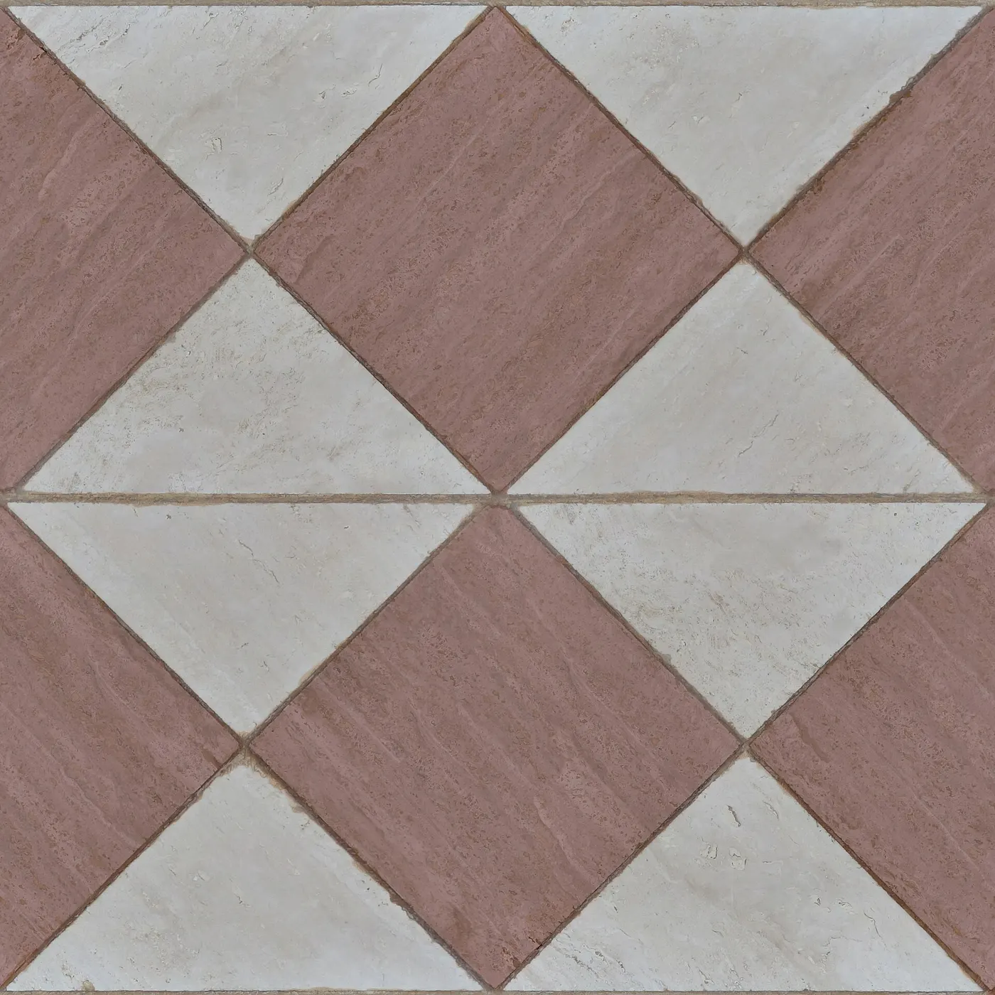 Flooring: Pale rose red white marble diagonal diamond checkered pattern seamless tile floor paving t