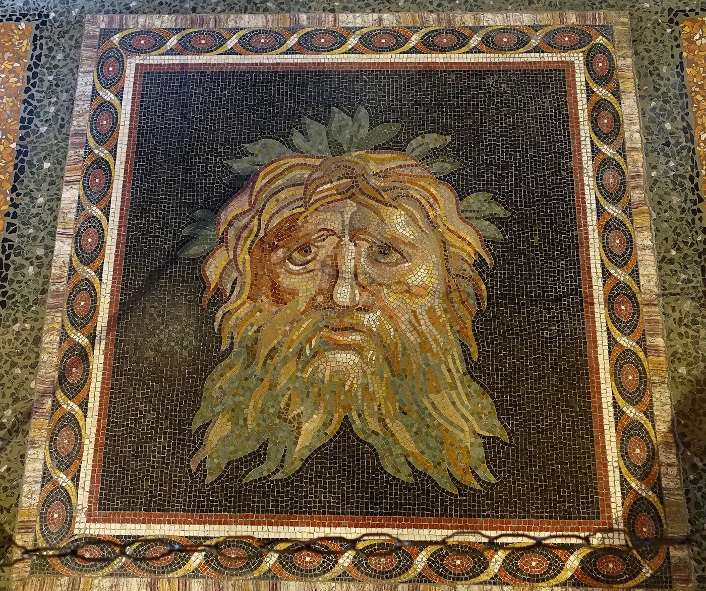 Mosaic: Personification of the sea, fragment, Roman, 3rd century AD, marble mosaics - Galleria Bor