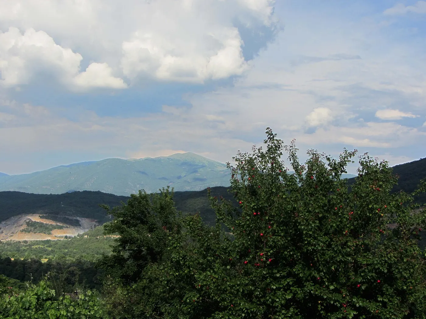 Steinbruchansicht: Apple orchard near a limestone quarry "Krasta", Gostivar, Macedonia