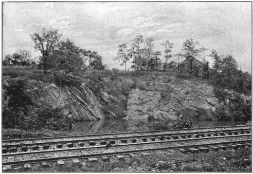 Quarry view: Slate Quarry Fig 2 Plate XXIV WBClark 1898