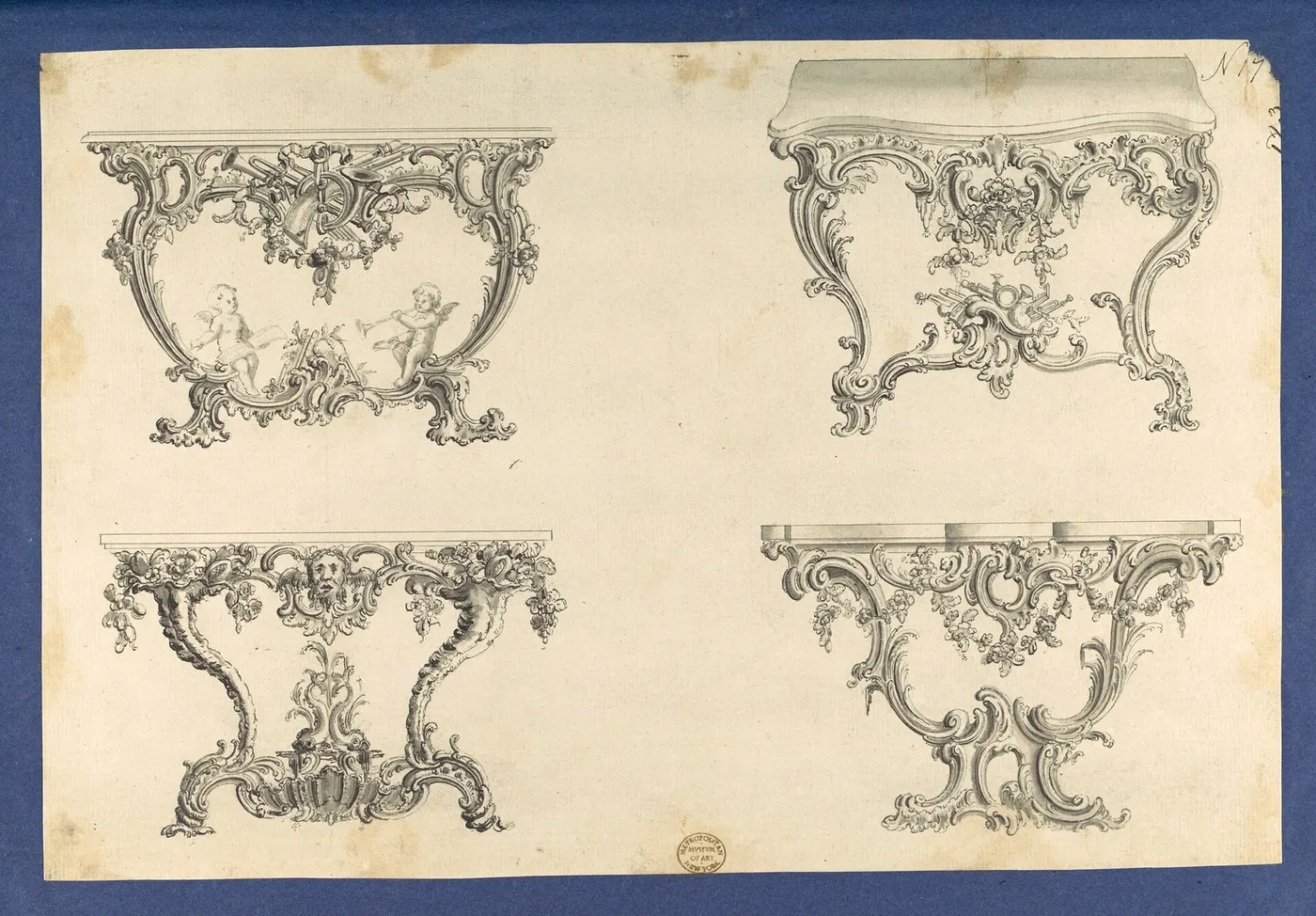 Plattenoberfläche: Frames for Marble Slabs, in Chippendale Drawings, Vol. I MET DP104173