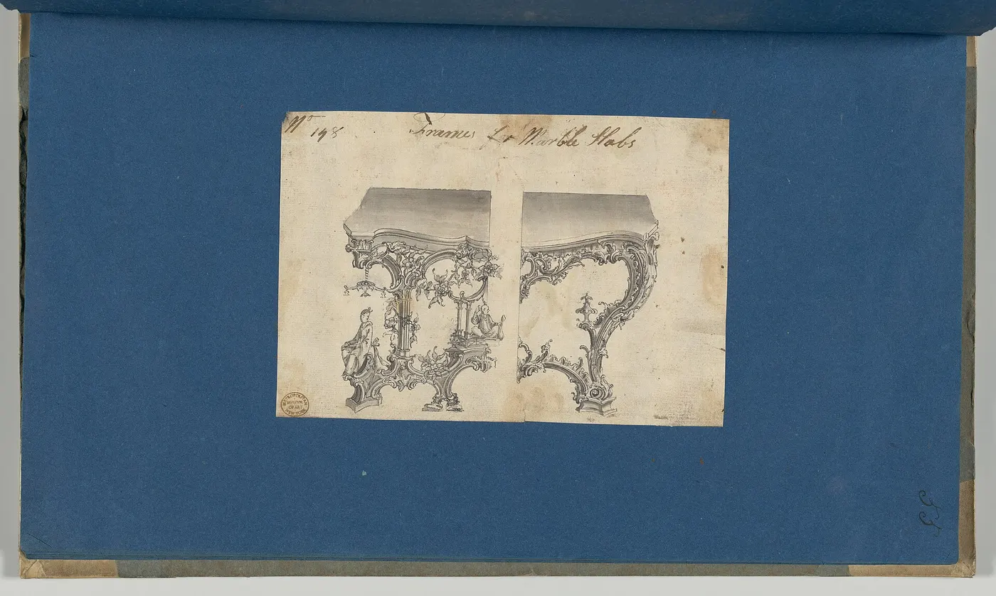Plattenoberfläche: Frames for Marble Slabs, in Chippendale Drawings, Vol. I MET DP-14278-050