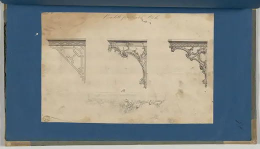 Slab surface: Brackets for Marble Slabs, in Chippendale Drawings, Vol. I MET DP-14278-082