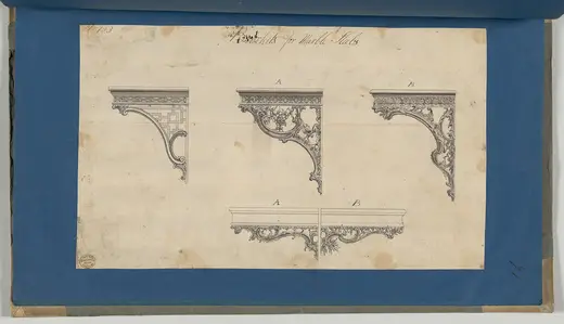 Slab surface: Brackets for Marble Slabs, in Chippendale Drawings, Vol. I MET DP-14278-081