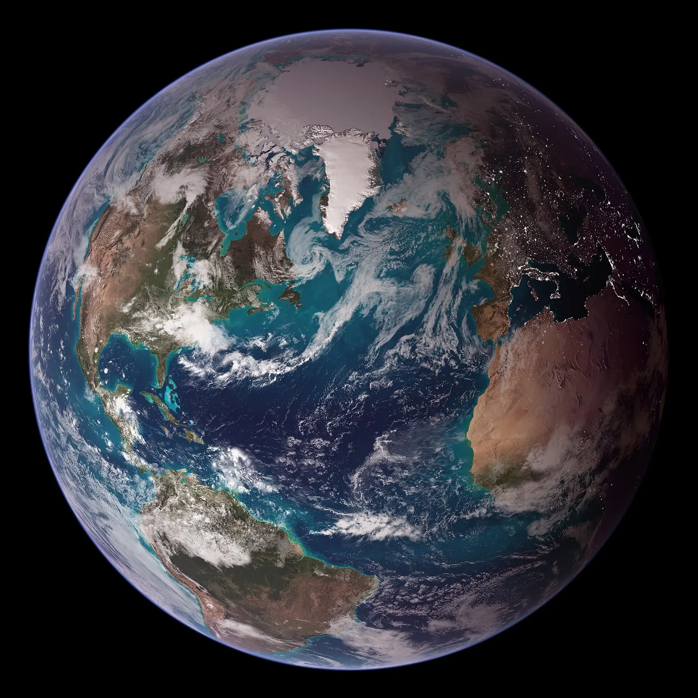 Plattenoberfläche: Blue Marble Western Hemisphere
