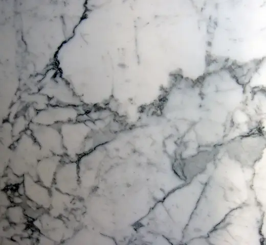 Slab surface: Statuarietto White Marble (Apuan Marble Formation, Tertiary metamorphism of Jurassic limes