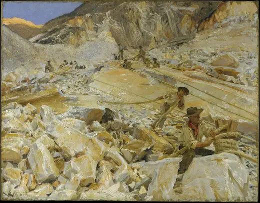 Slab surface: Bringing Down Marble from the Quarries to Carrara MET DT5584