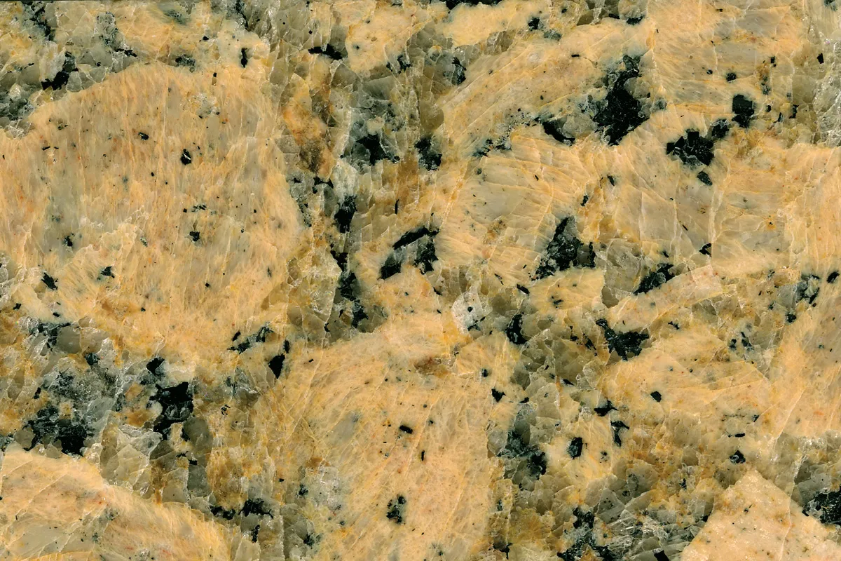 Giallo Fiorito Granit, polierte Probe – Marmi di Carrara – gold, braun (1)