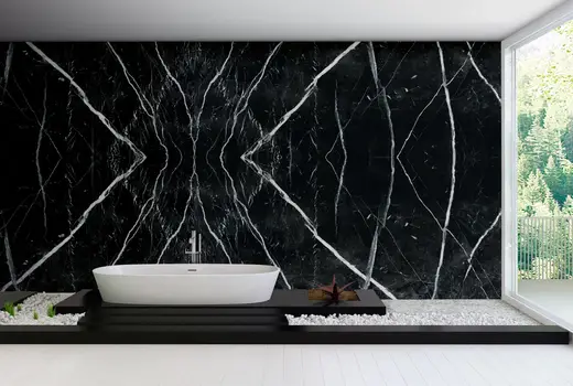 Nero Marquina marble slab surface – Marmi di Carrara – black, ivory (18)