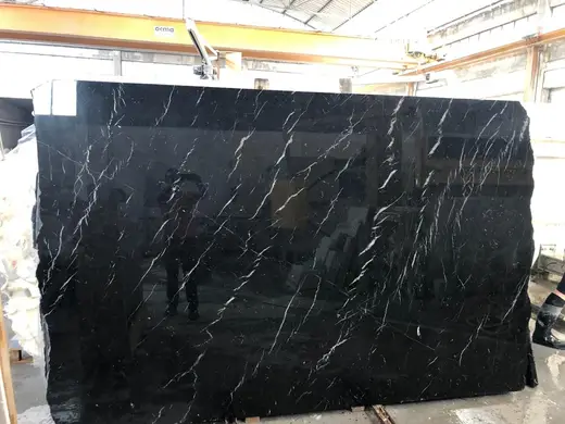 Nero Marquina marble slab surface – Marmi di Carrara – black, white (9)