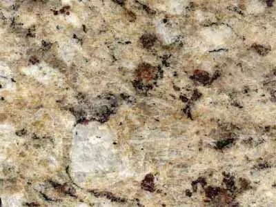 Ouro Brasil Granit, polierte Probe – Marmi di Carrara – beige, grau (1)