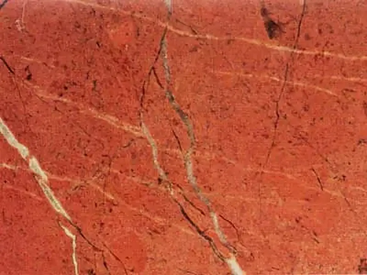 Rojo Alicante limestone polished sample – Marmi di Carrara – rust red, gold (1)
