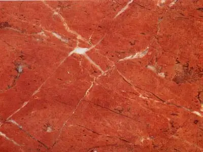 Rojo Coralito Kalkstein, polierte Probe – Marmi di Carrara – rostrot, gold (1)
