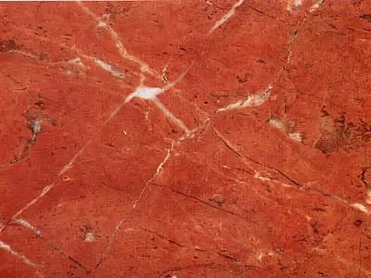 Rojo Coralito Kalkstein, polierte Probe – Marmi di Carrara – rostrot, gold (1)