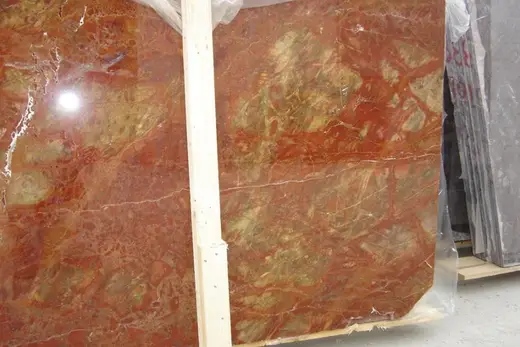 Rosso Damasco marble slab surface – Marmi di Carrara – rust red, gold (36)