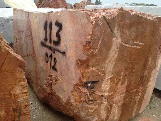 Rosso Damasco marble quarry block – Marmi di Carrara – brown, gold (4)