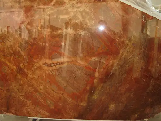 Rosso Damasco marble slab surface – Marmi di Carrara – rust red, gold (54)