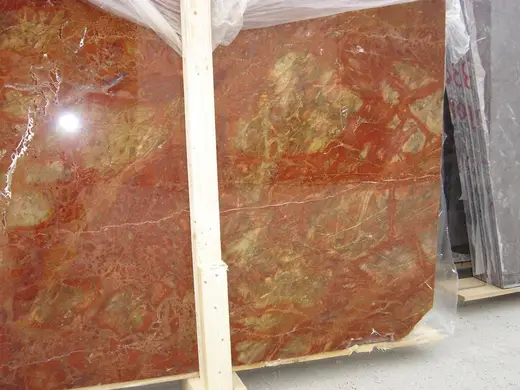 Rosso Damasco marble slab surface – Marmi di Carrara – rust red, gold (67)