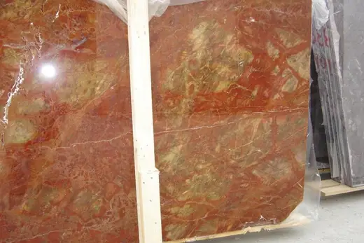 Rosso Damasco marble slab surface – Marmi di Carrara – rust red, gold (68)