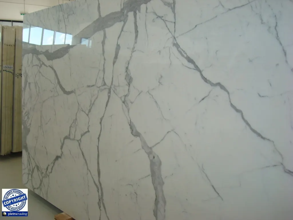 Statuario мрамор, поверхность плиты – Marmi di Carrara – серый, светло-серый (78)