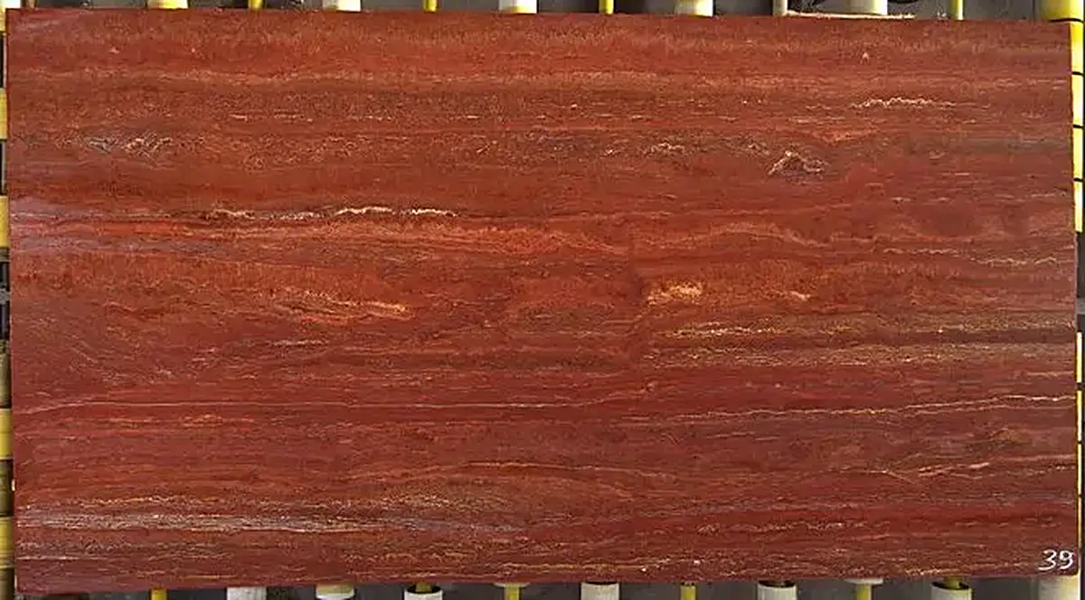 Travertine Rosso travertine slab surface – Marmi di Carrara – rust red, brown (2)