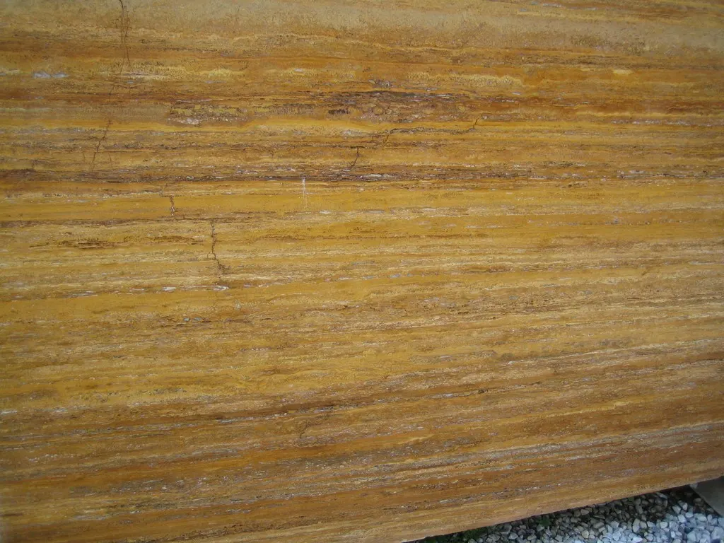 Travertino Giallo marble slab surface – Marmi di Carrara – gold, brown (1)